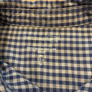 Save Khaki United Gingham Button-Down Shirt – Navy/Grey, Made in USA (M)